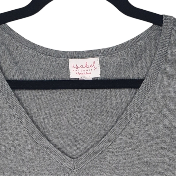 Isabel maternity by‎ ingrid Gray Sweater Ruching down sides of belly Size L - Picture 3 of 6